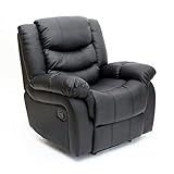 More4Homes SEATTLE BONDED LEATHER RECLINER ARMCHAIR SOFA HOME LOUNGE CHAIR RECLINING GAMING (Black)