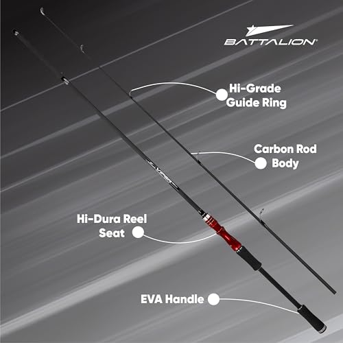 Image of Battalion Viper 2 Piece Hi-Modulus Carbon Fibre Spinning Fishing Rod (210cm) Black Fishing Rod | Esay to Handle | Best Experience for Fishing