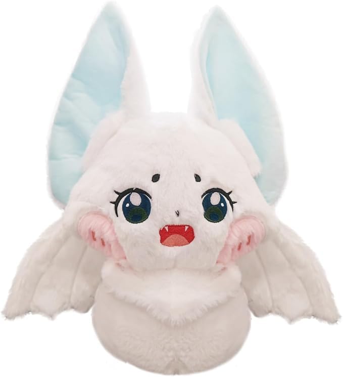 Image of Furry White Bat Plush Pillow Soft Gothic Halloween Bat Stuffed Gifts /13.7''