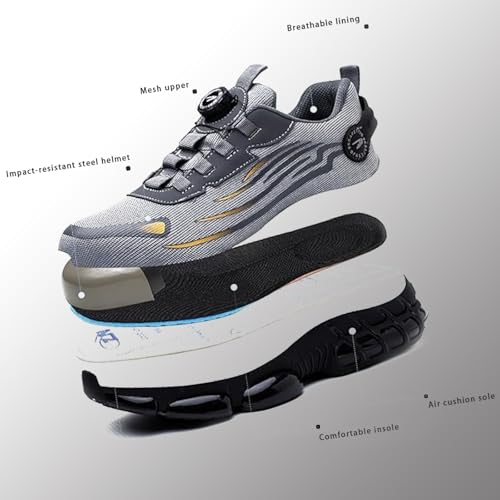 Evontira Trainers, Evontura Pro Trainers for Men, Evontiras Steel Shoes 3 Inch Taller, Comfortable Puncture Proof Slip on Sneakers, No More Tying Laces4