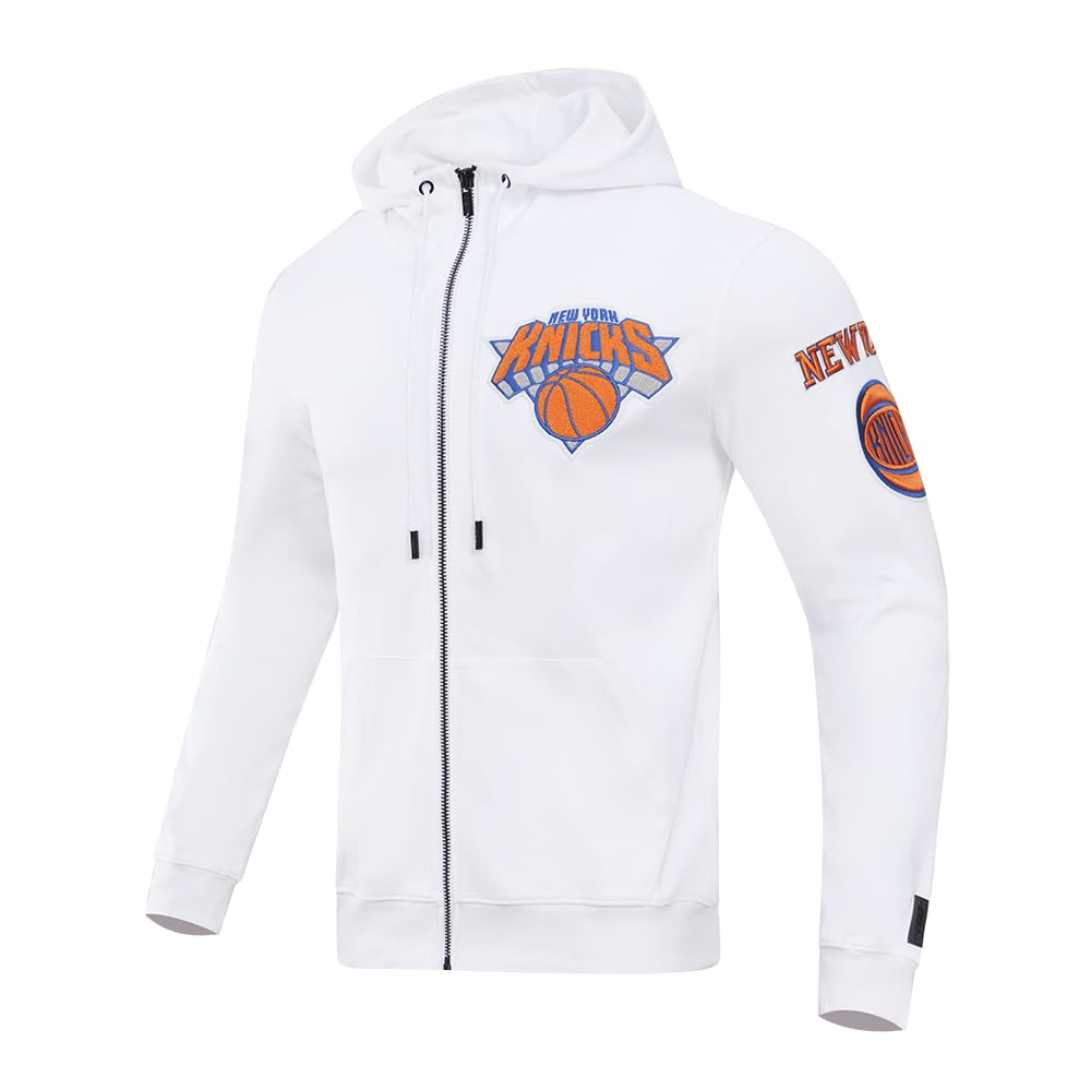 Pro Standard Mens NBA New York Knicks Classic Chenille Full Zip Hoodie White L