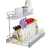 OCG Under Sink Cabinet Organizer Two Tier Pull Out Shelf (11.75W x21D), Under Sink Sliding Shelf for Kitchen Bathroom Cabinet 2 Tier Chrome
