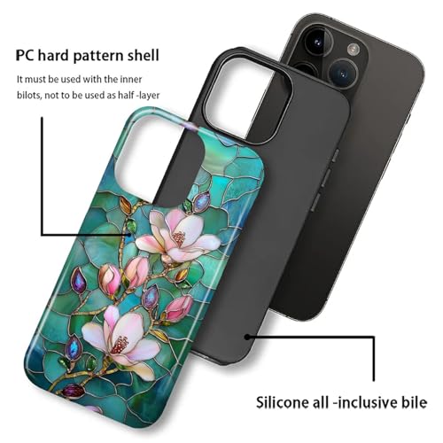 Coque iPhone 16 Pro Max rigide antichoc vitrail Magnolia Lotus - 3
