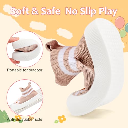 VIFUUR Baby Shoes Girls Boys Toddler Sneakers Non-Slip First Walkers Shoes for Babies Hight Top Pink Flow Topers Size 18-24 Months Infant