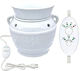 White Basket Weave Ceramic Candle Warmer Electric with Safety Timer | Automatic Plug in Fragrance...