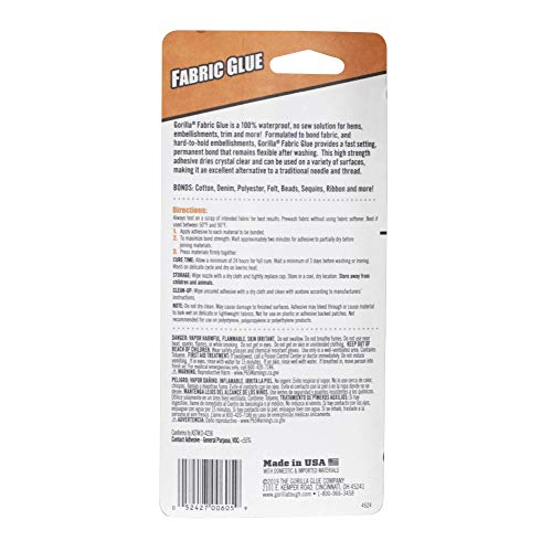 Gorilla 8025501 Waterproof Fabric Glue 2.5 Ounce Tube thumb #1