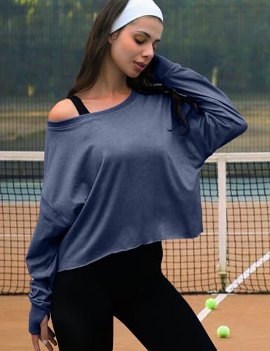 Image of UNIANKIYA Open Back Workout Tops for Women Long Sleeve Cropped Athletic Clothes Gym Running Yoga Low Impact Sports T Shirts