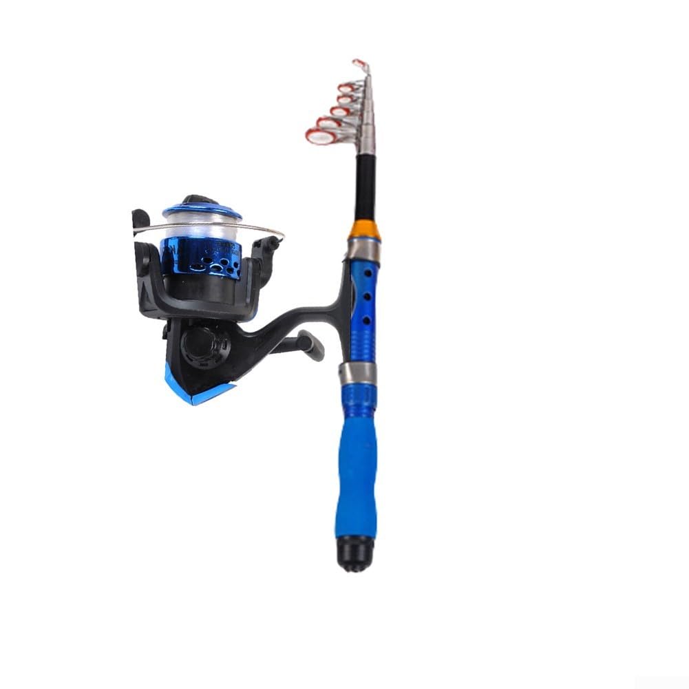 Telescopic Fishing Rod Kit with Smooth Bearings Reel For Combo Lightweight Carbon Rod for Portable Travel and Outdoor Fishing (Blue 1.5M Set)