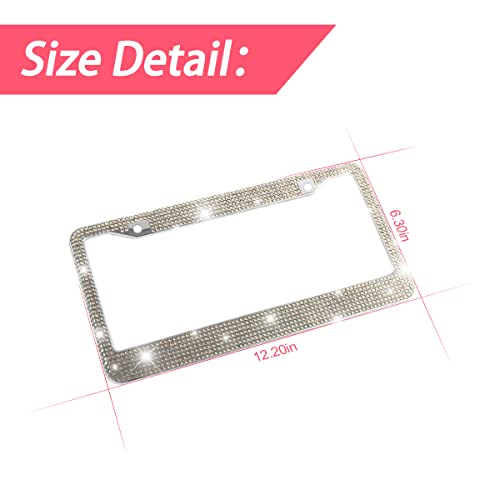 YALOK Bling Car License Plate Frame, Sparkly Rhinestone Stainless Steel License Plate Cover/Holder, Universal for Most Cars, SUVs, Vehicles with Screw Set, Auto Accessories for Women (Golden)