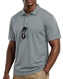 NY Threads Men's Polo Shirt Short Sleeves UPF 50+ Quick Dry Performance Tactical Pique Jersey Golf Shirt, X-Large, Light Grey