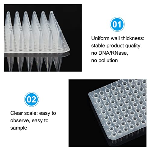 Olycraft 6Pcs Pcr Low Profile 96 Well Plate No-Skirt Pcr Plate Rectangle Plastic Disposable Cell Culture Plate Clear Bacterial Culture Plate For Laboratory - 79Mm Length 118Mm Width #TOP4