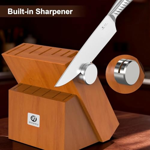 Image of imarku Knife Set, 14-Piece Exquisite Japanese High Stainless Steel Knife Block Set, Razor-Sharp Kitchen Knife Set with Built-In Sharpener, Perfect Housewarming Present for Cooking Enthusiasts
