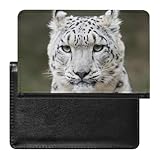 SDEGTHO Funda protectora de documentos de viaje con diseño de leopardo de nieve pálida, funda para pasaporte para viajes internacionales y vacaciones