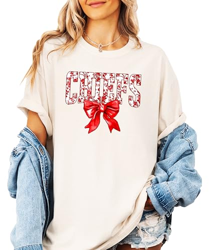 Trendy Chiefs Red Bow Shirt for Women and Teens Floral Sports Tee4