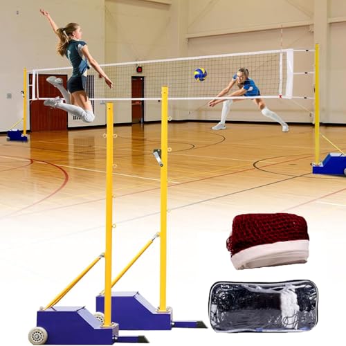 Red de voleibol portátil multibanda con postes estables y base con ruedas ágiles 1