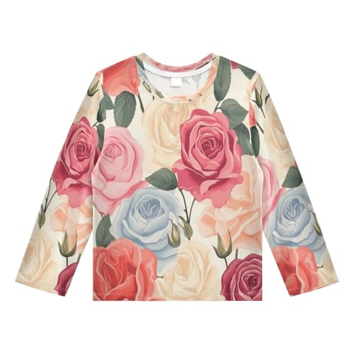 Boys Rash Guard Swim Shirt Long Sleeve UPF+ 50 Sun Shirts Quick Dry Shirt Bule Yellow Pink Rose for Toddler Kids