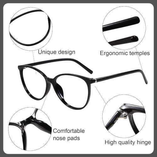Image of Przene Blue Light Blocking Glasses for Women Men Round Cat Eye Blk /Demi /Pk