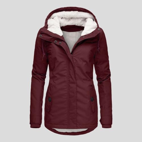 WYTong Winter Coats for Women Fleece Lined Puffer Coat with Hooded Lightweight Button Down Outwear Coat with Pockets2