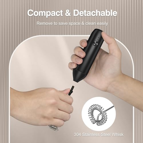 Image of Milk Frother Handheld Rechargeable, Frother Wand and Drink Mixer for Coffee, Electric Whisk and Stirrer for Latte, Cappuccino, Matcha, Hot Chocolate, Protein Powder