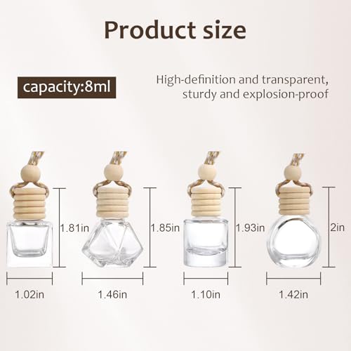 Image of 60Pcs Hanging Car Air Freshener Diffuser, 10ml Empty Glass Essential Pendant Bottles, Automotive Oil Aromatherapy Fragrance Perfume Containers