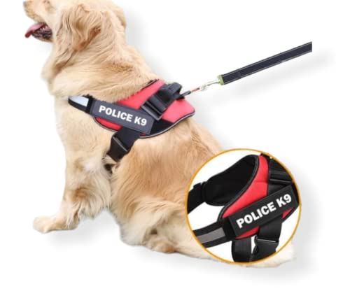 Image of Hurrypets No Pull Reflective Dog Harness with Handle, Red, Medium | Personalised Adjustable, Breathable Mesh Padded Nylon K9 Chest Body Belt