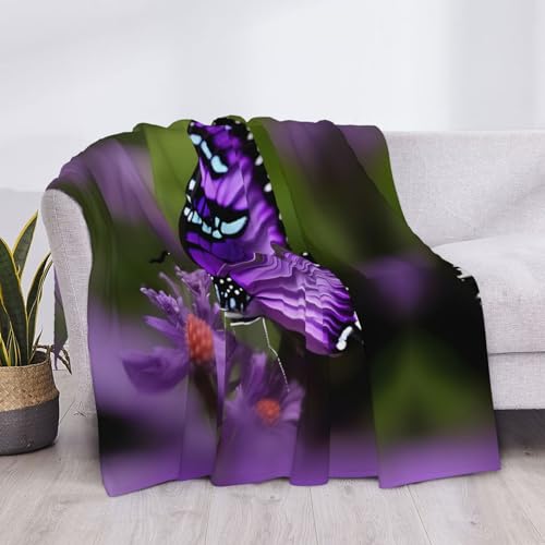 Couverture pour canape et lit lavable plaid doux papillon violet - 5