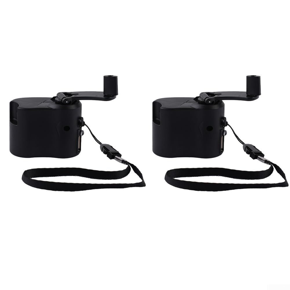 2 x USB-Handkurbel-Telefon-Ladegerät, manueller Dynamo zum Laden, perfekt für Notfälle und Outdoor-Aktivitäten