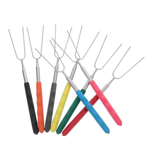 Sosoport 8pcs Telescoping Stainless Steel Grill Forks for Easy Roasting Bbq and Campfire Cooking Versatile Bbq Tools for Meats Vegetables and Marshmallows Durable and Portable Design