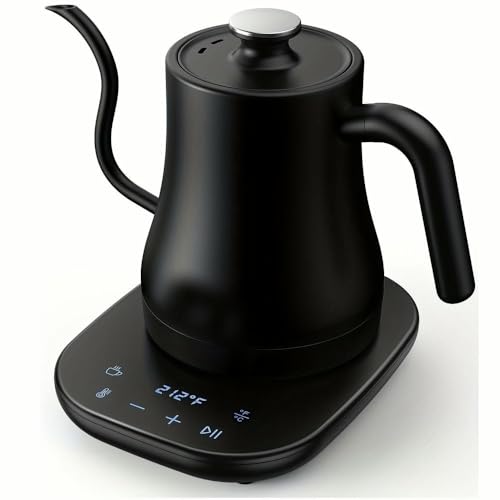 Hervidor eléctrico de Cuello de Cisne ZBDZSW con Control de Temperatura, hervidor eléctrico de Calentamiento rápido de 27 oz para café o té vertido