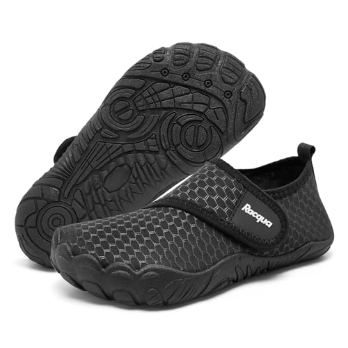 Racqua - Racqua Kids Water Shoes Boys Girls Beach Outdoor Swim Pool Sports Quick Dry Shoes Non-Slip Breathable Lightweight Aqua Shoes Black Big Kid 1