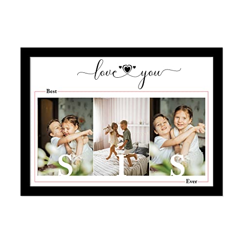Image of Art Street Personalized Best Sis Ever Wall Photo Print Collage with Photo Upload Gift For Brother, Perfect Present, Customized Gift, Birthday Gift, Rakhi (A4, Black)