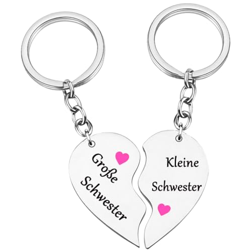 Tecreo Schwester Geschenke Schlüsselanhänger für Große Schwester Kleine Schwester Schwägerin von Schwester Lustiges Geburtstag für Mädchen, Frauen BFF bester Freund Geburtstag Geschenk