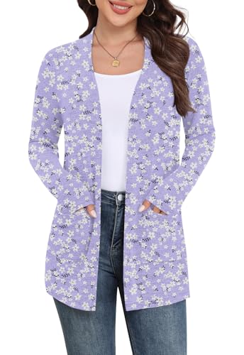 Image of Yincro Womens Lightweight Cardigan Long Sleeve Open Front Casual Sweater Cardigans with Pockets