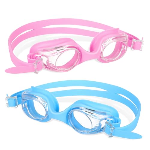 Lunettes de natation enfant étanches rose avec verres transparents légères