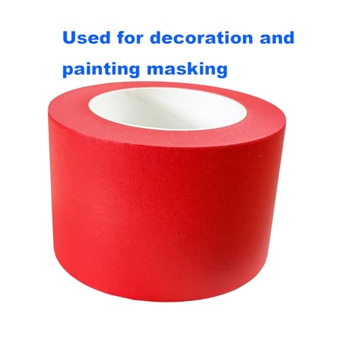 Image of Red Masking Tape, Painters Tape for Wall Decoration, 3 Inch x 55 Yards | Multi-Purpose for Painting, Building, Labeling, Edge Finishing & DIY Projects