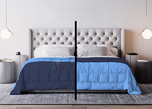 Tata Home Trapunta Invernale Tinta Unita Double Face Singola Imbottita 350 gr/mq Piumone Caldo Letto 1 piazza 180x260 cm Bicolore Avio Blu Mod. J