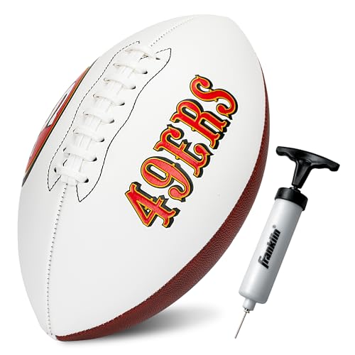 Franklin Sports NFL San Francisco 49ers Autograph Football - Official Size White Panel Souvenir Football for Autographs + Signatures - NFL Team Fan Shop Memorabilia Ball for Display