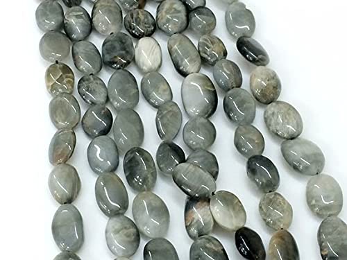 Perles oeil de chat pour fabriquer un collier artisanal, pépites ovales de 12-15mm
