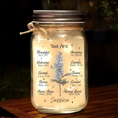 Customizable Mason Jar Night Light - Inspiring Gift for Friends, Sisters, and Loved Ones with Birth Month Flowers - Image 3
