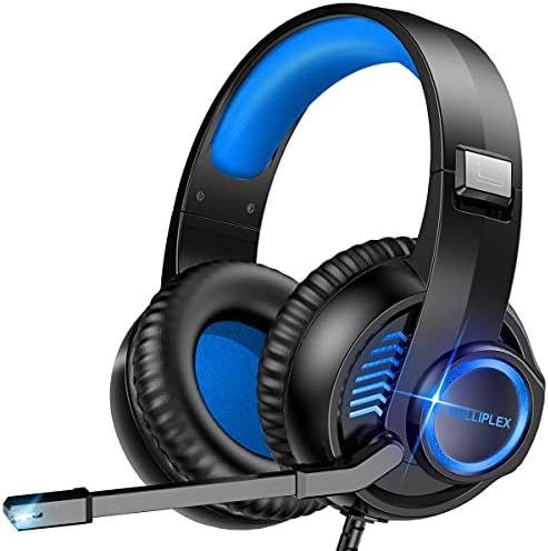 Gaming Headset Xbox One Headset PS4 Headset with Crystal Clear Mic & LED Mild, Appropriate with PC, PS4, Xbox One Controller (Bblue)