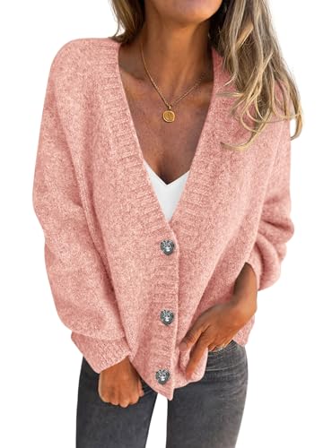 PRETTYGARDEN Cardigan Sweaters for Women Trendy Fall 2025 Long Sleeve Button Down Oversized Chunky Knit Sweater Outerwear