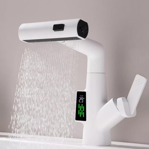 Robinet de lavabo avec affichage numérique et pulvérisateur extractible