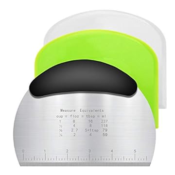 Vicloon Tagliapasta Multiuso, 3Pcs Tagliapasta Spatola in Acciaio Inossidabile e Raschietto in Plastica, Utensile da Cucina Rotelle Tagliapizza per Impasti Pasta Pane Pizza Dolci Lavori Pasticeria