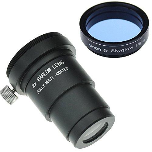 Gosky 1.25" Moon Filter & 2X Barlow Kit for Telescope Eyepieces