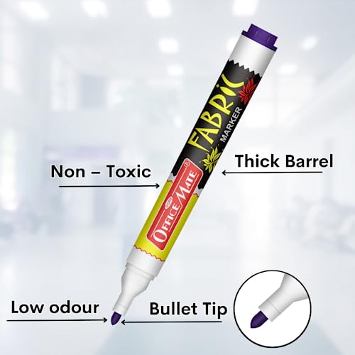 Image of Soni Officemate Fabric Marker | Pack of 8 (Mix Colour)|Wash-Resistant Ink | Ideal for Fabric Art | 4.43 mm Bullet Tip