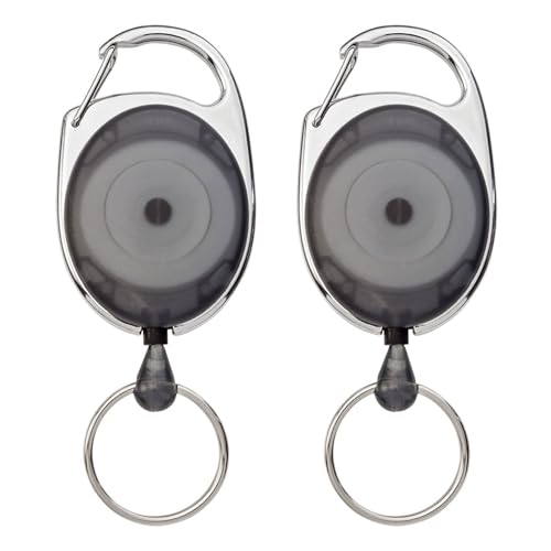 linie zwo ®, 2 piezas llaveros retractiles con mosqueton, Negro