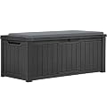 YITAHOME 120 Gallon Resin Deck Box, Weather Resistant Outdoor Storage Box for Patio Pillow, Garden Tools, Pool Supplies, Lockable, Easy Assembly, Extra Seat or Table with Cushion (Black)