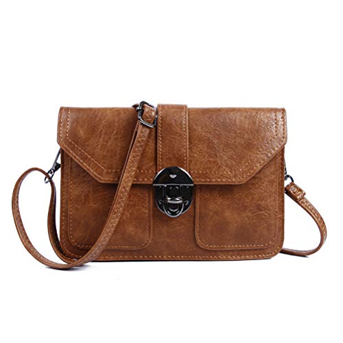 Small Purse for Women Vegan Leather Crossbody Cell Phone Bags Wallet by TENXITER (Brown Crazy Horse)