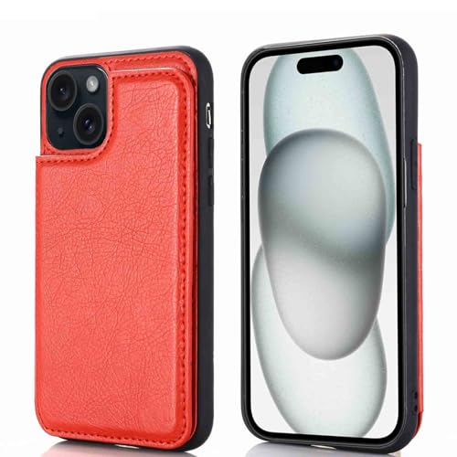 �yViesa�z�w�ʃJ�[�h �蒠�^�P�[�X �݊��� iPhone 15 PLUS 6.7 inch (6.7�C���`) �Ή� APPLE �X�}�z �o�b�N�J�o�[ �P�[�X �蒠�^ (���b�h) ���z�^ �w�ʃJ�o�[ ���X�^���h�@�\ �w�ʌ^�P�[�X �K�p �A�b�v�� �A�C�t�H