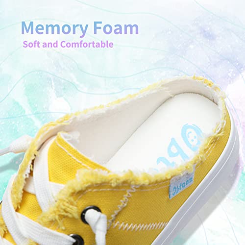 Image of Obtaom Women Canvas Mules Memory Foam Clipper Fashion Sneakers Comfortable Slip-On Mule Backless Holiday Shoes